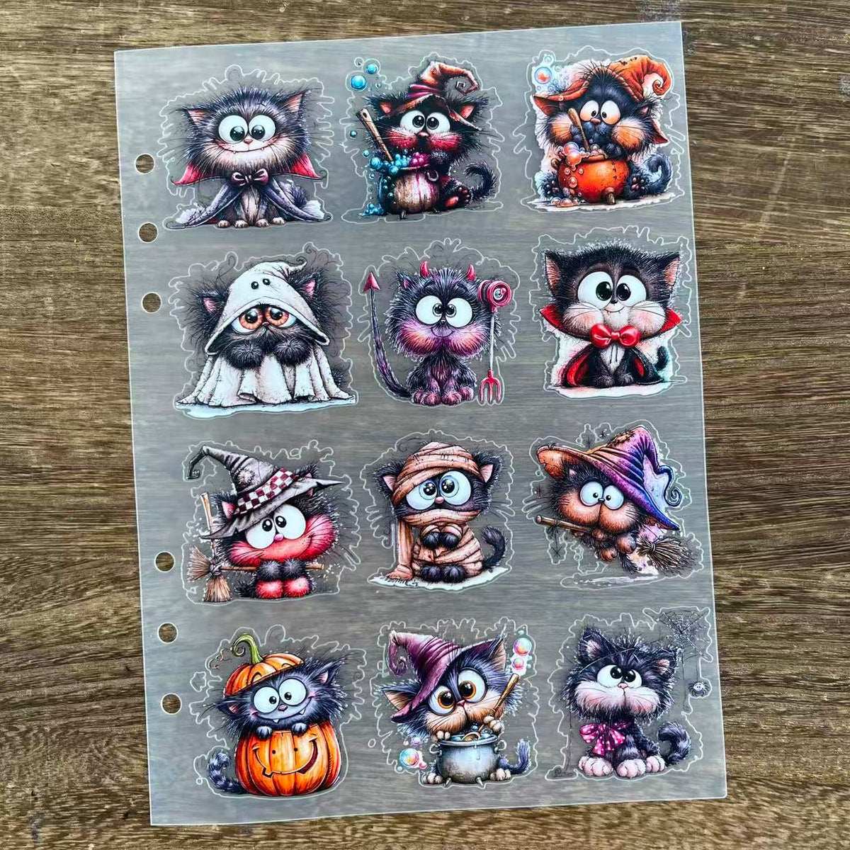 Full halloween cats PET sticker sheet