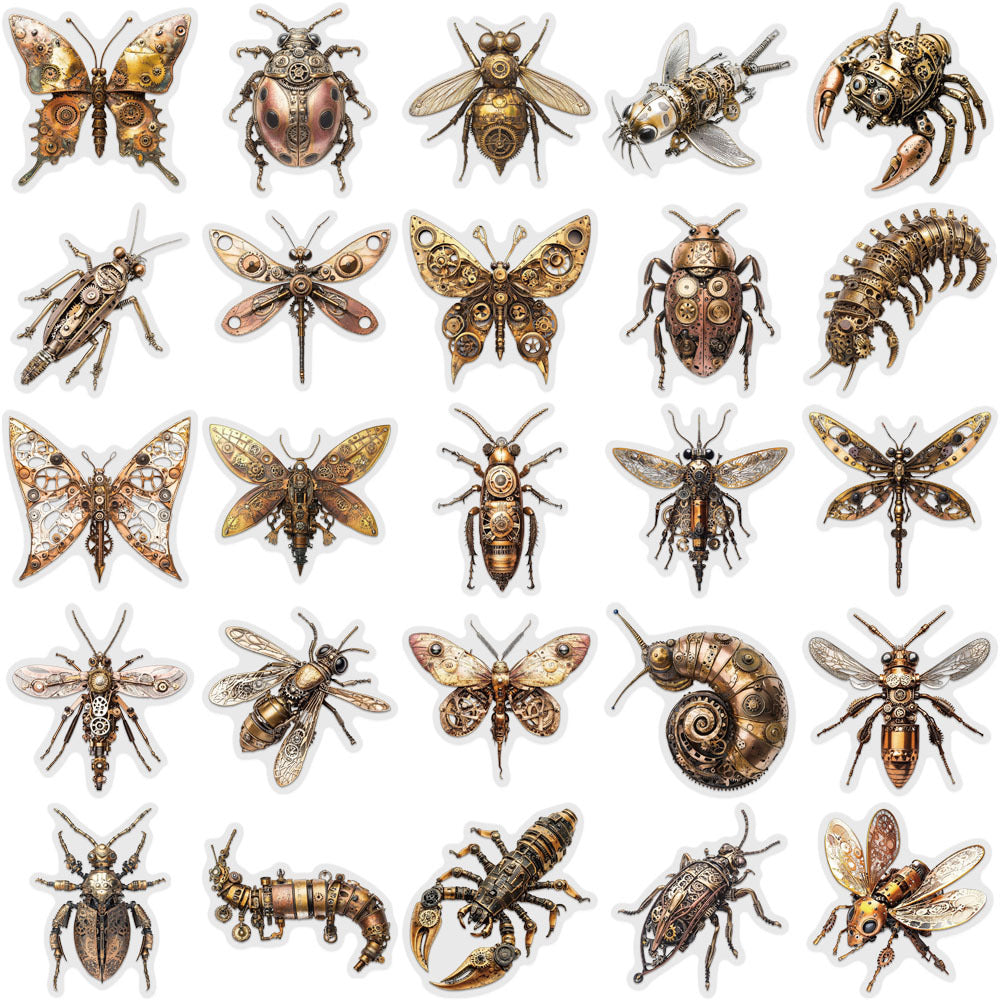 50 Steampunk insects PET sticker