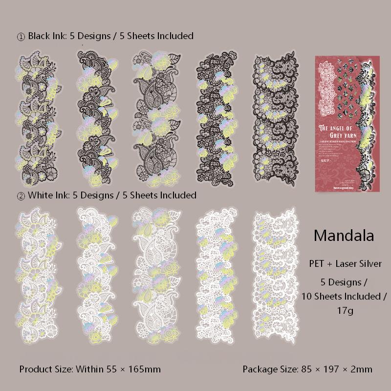 Angel Lace Veil PET Stickers -10Pcs each pack