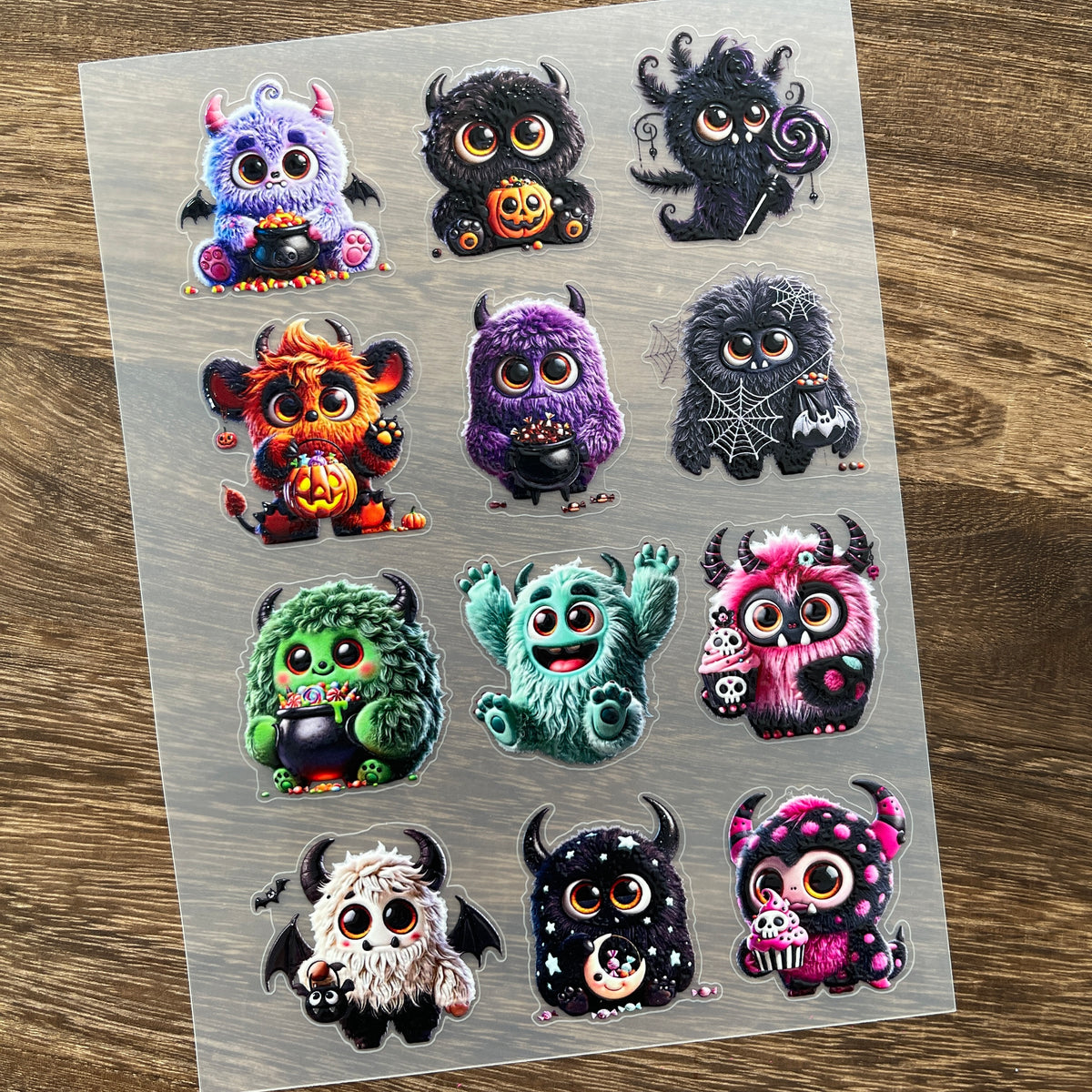 Full cute halloween monsters PET sticker sheet