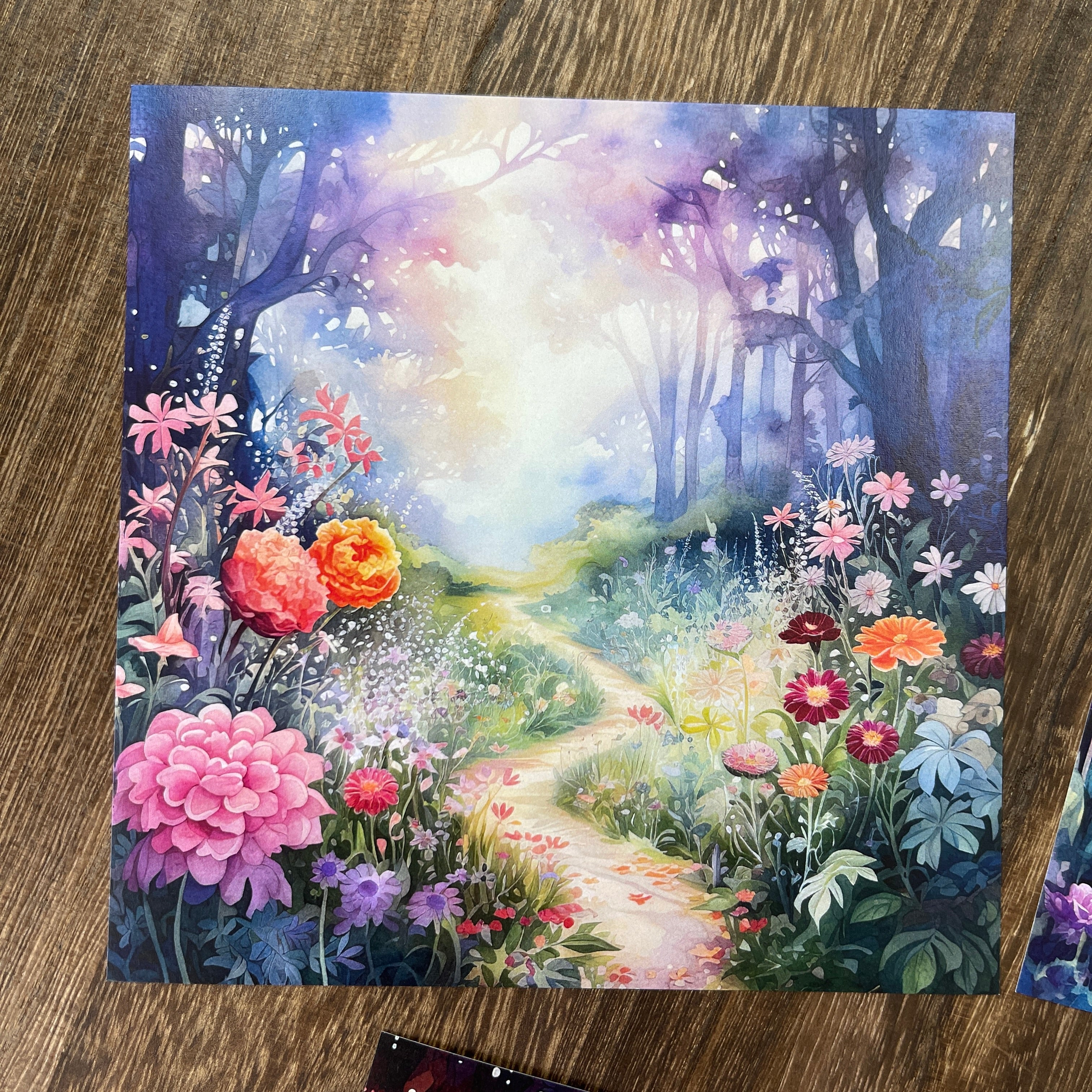 0818 Flower path background paper 15*15cm -10Pcs each pack