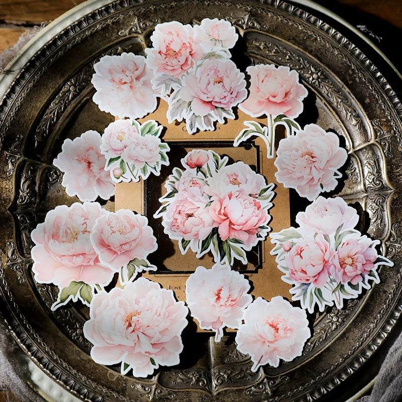Pink Paeonia lactiflora Pall cardstock paper -13Pcs each pack