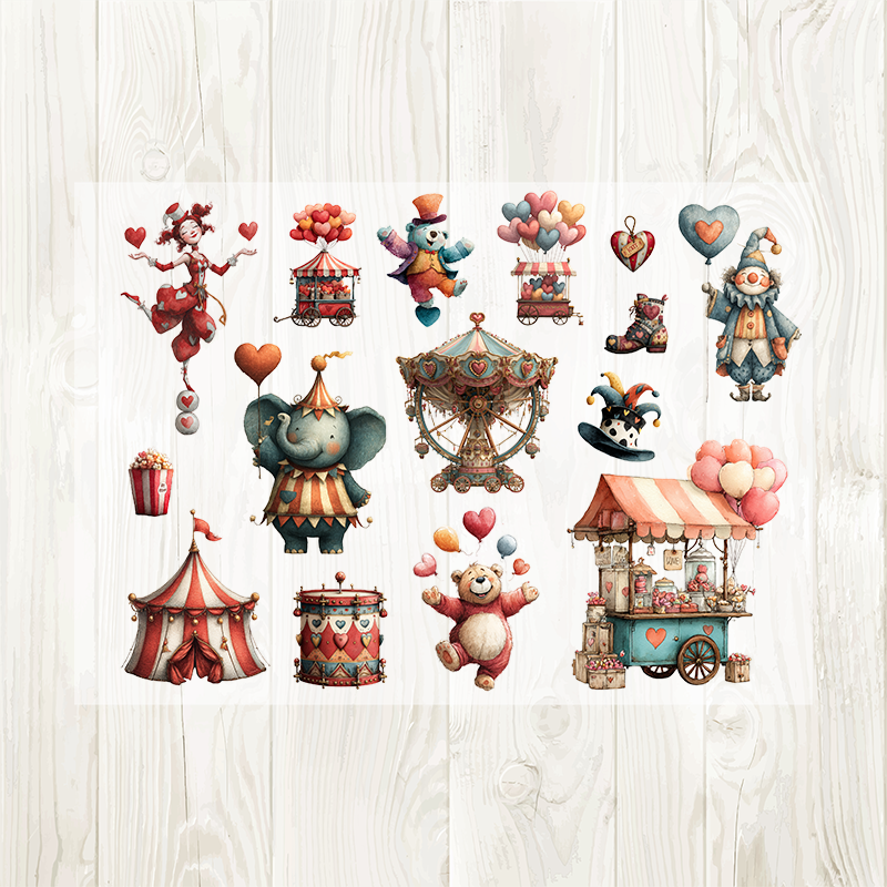 Vintage Circus sticker sheet laid flat