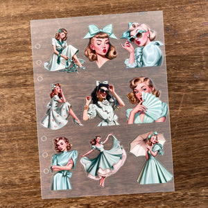 Full elegant girls PET sticker sheet