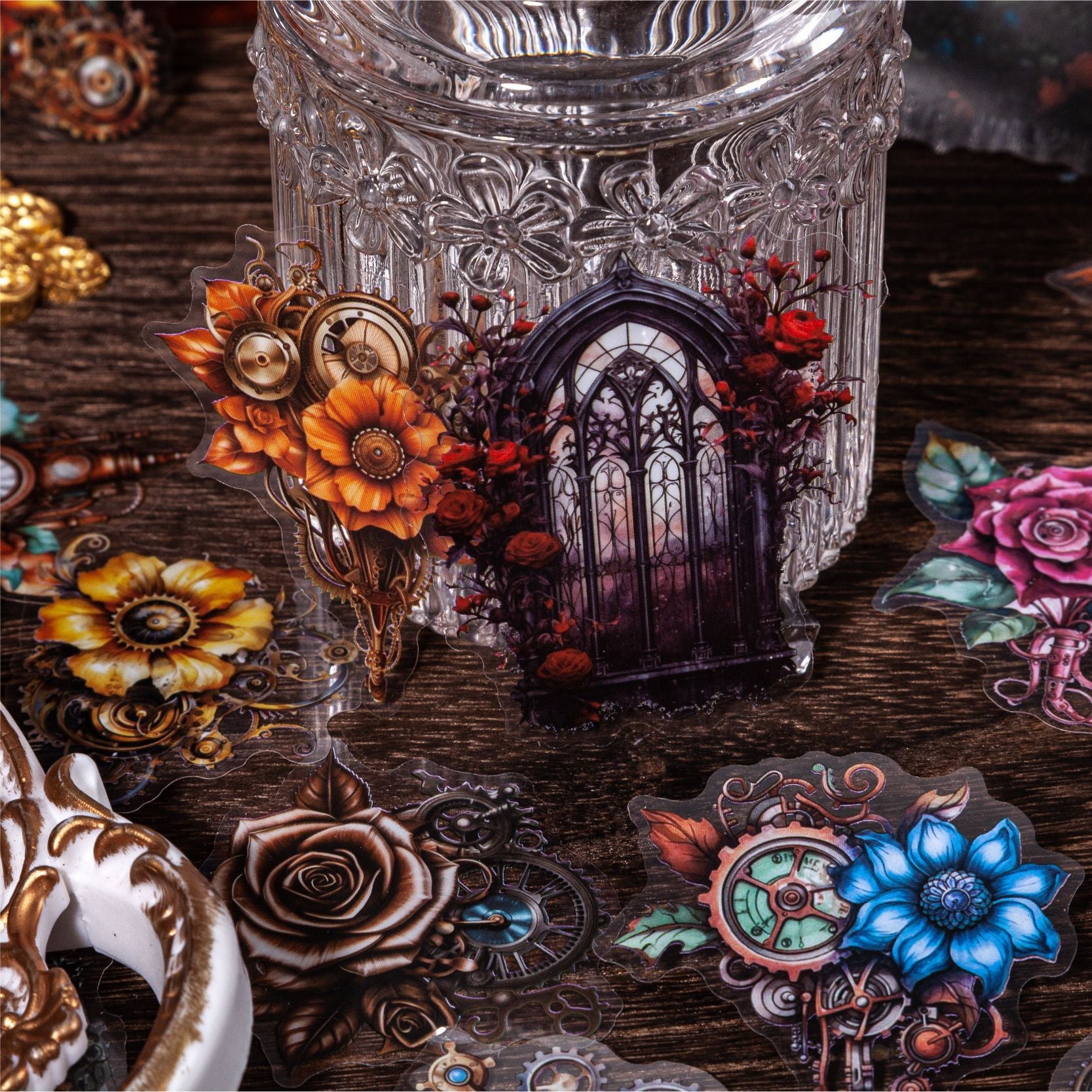 0418 Paper Nightmare Flower Series Sticker -12Pcs each pack