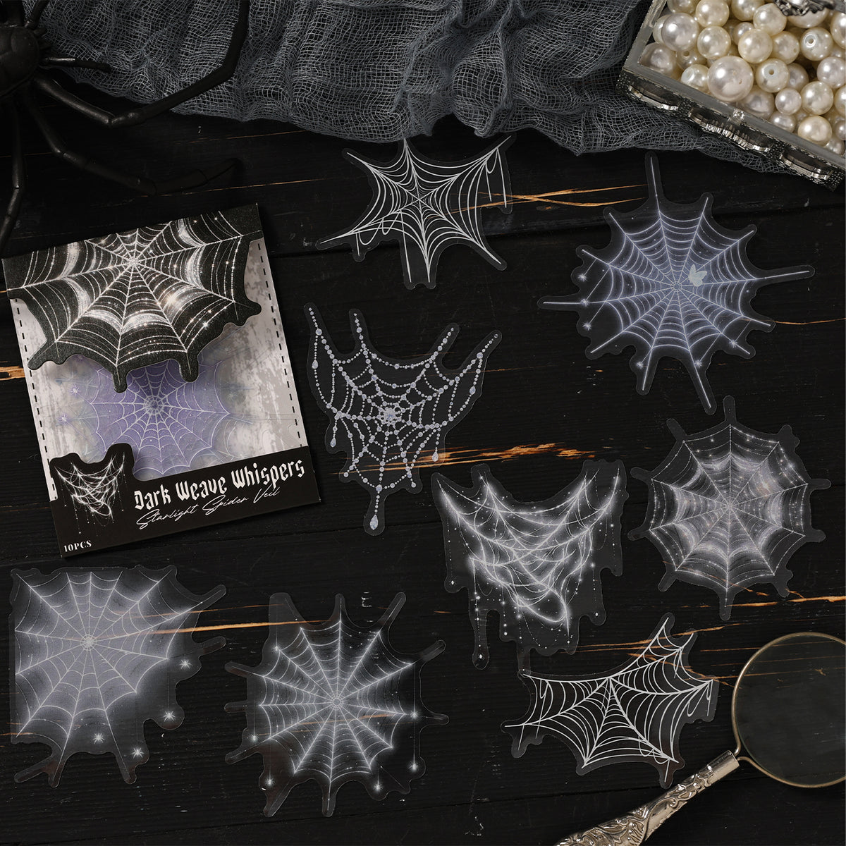 Silver web stickers