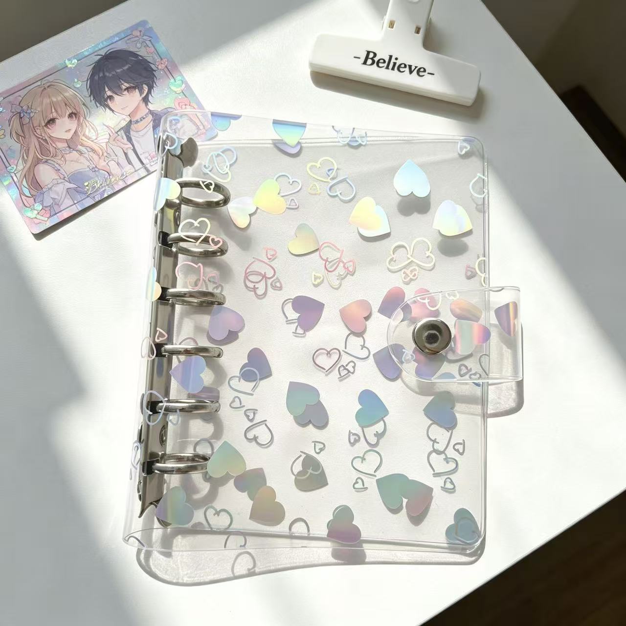 Laser Hearts Binder With Button *not contain insert pages