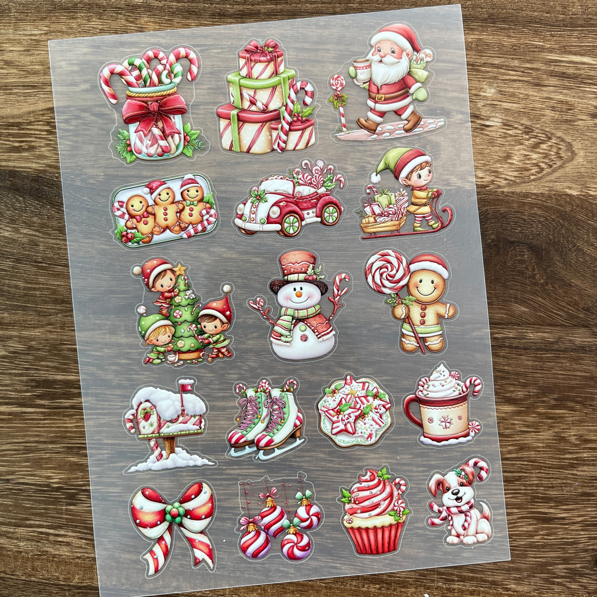 Full christmas elements PET sticker sheet