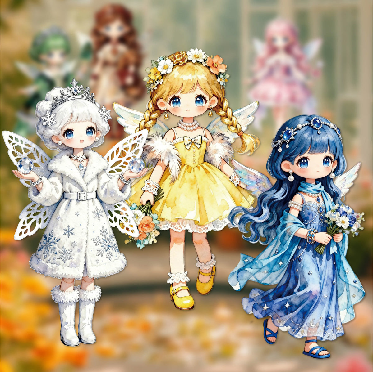 Lolita fairies in yellow and blue