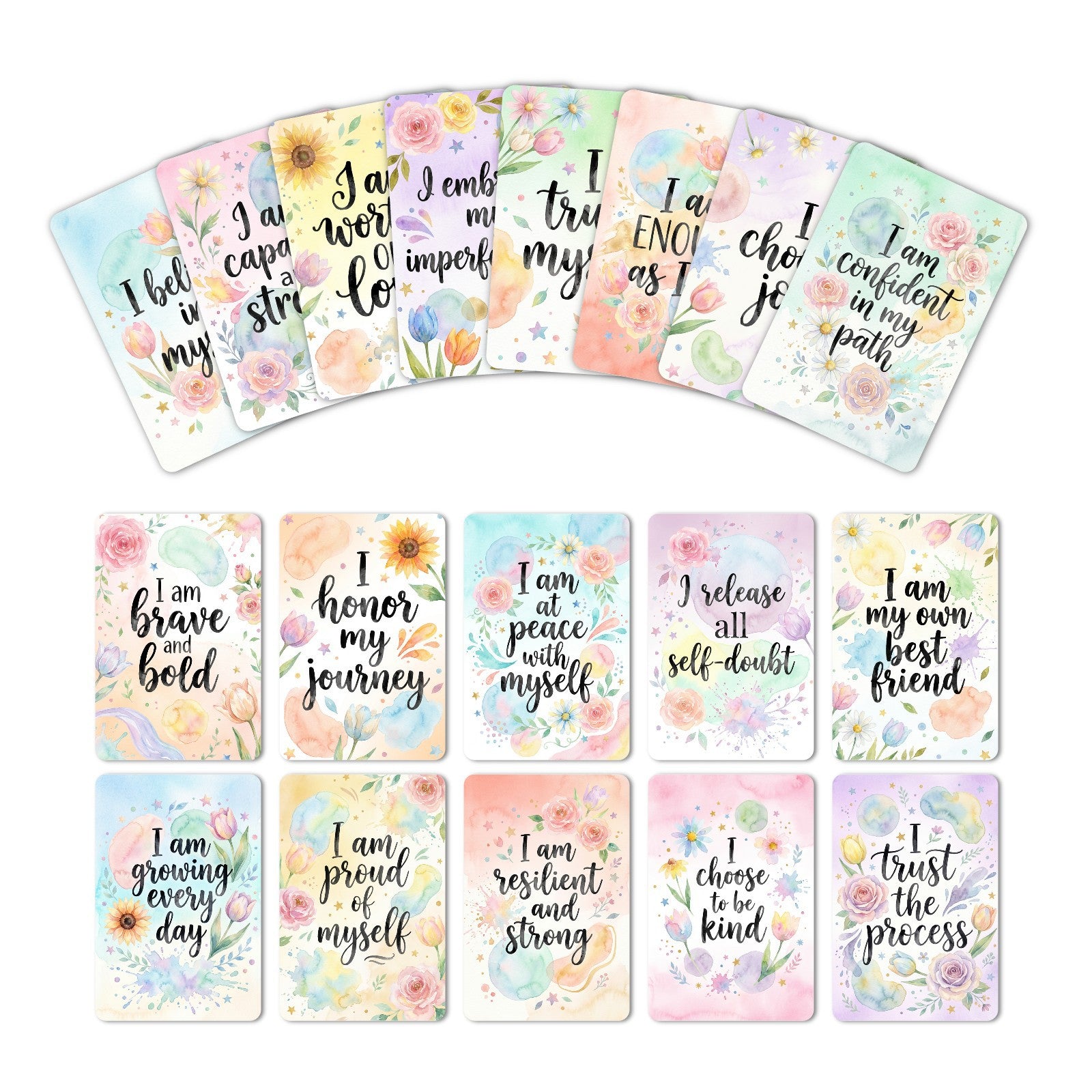 Watercolor Flowers Cardstock 18pcs 2.36*3.5 inch