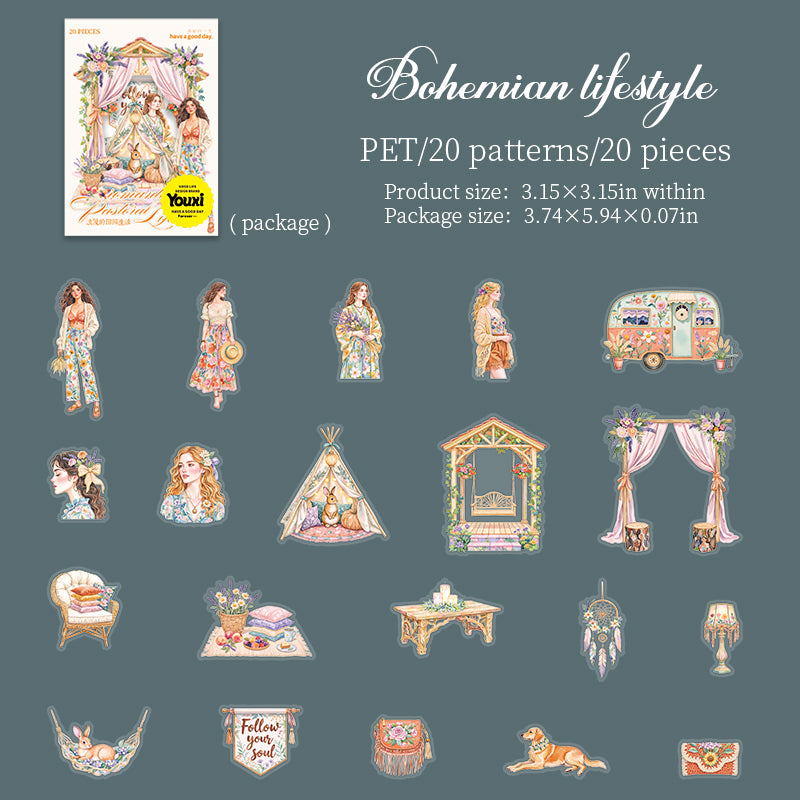 Romantic rural life PET Sticker -15Pcs each pack