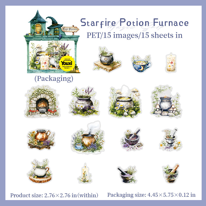 Magic medicine shop PET sticker -15Pcs each pack