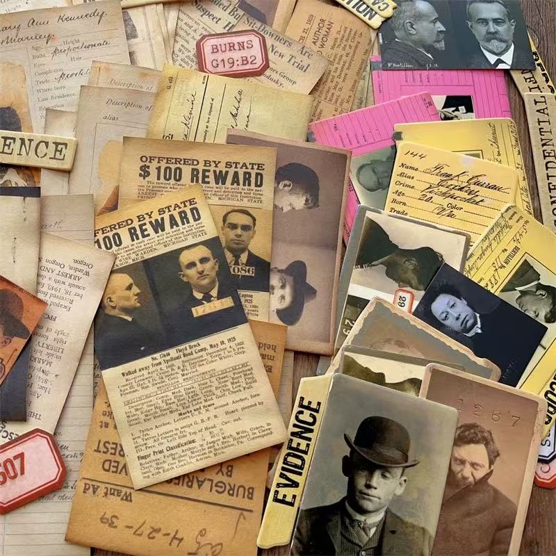 Vintage crime investigation card stock paper -60Pcs each pack
