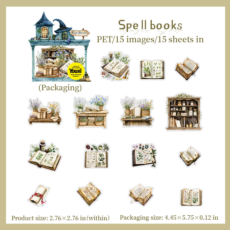 Magic medicine shop PET sticker -15Pcs each pack