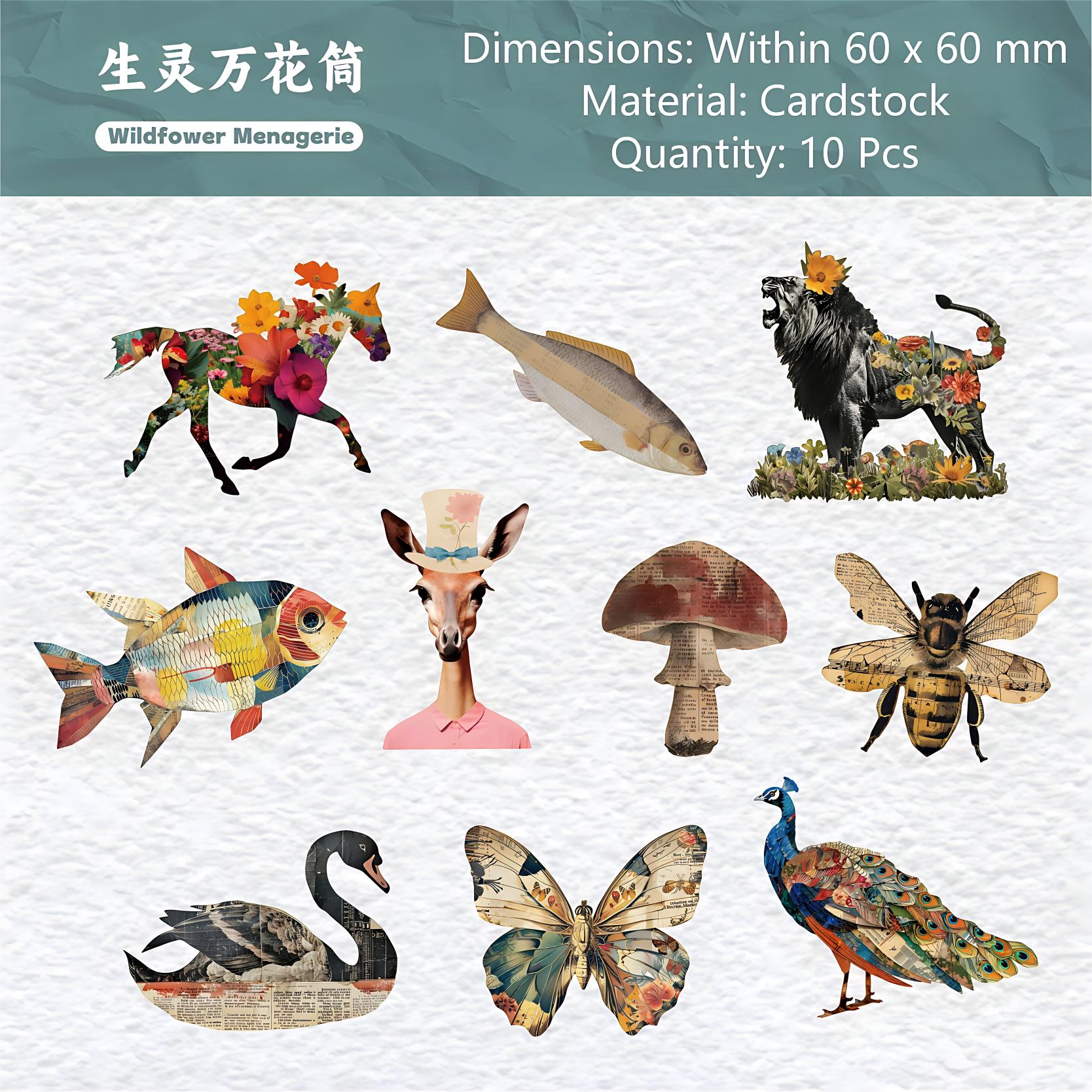 260415 Old Dreams Collage Poetry cardstock sticker -10Pcs each pack