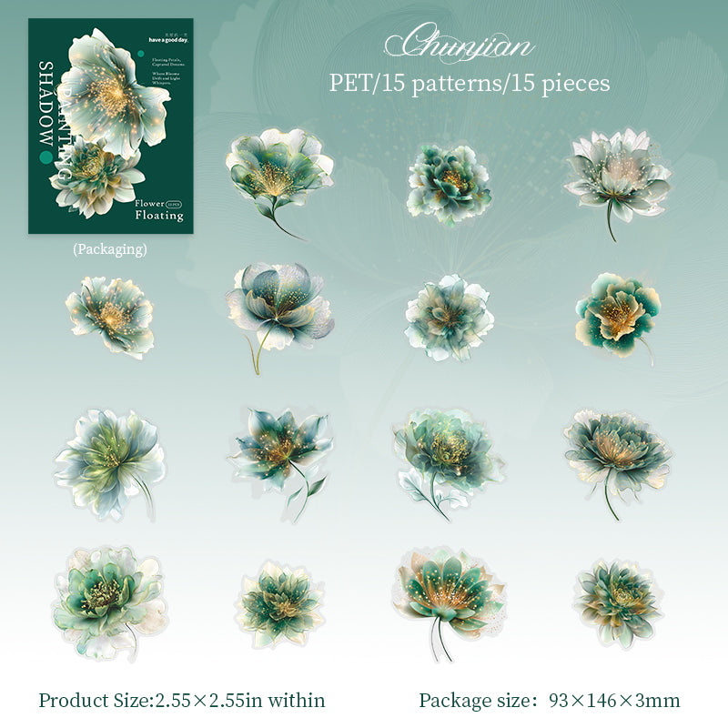 Flowers PET Sticker -25Pcs each pack