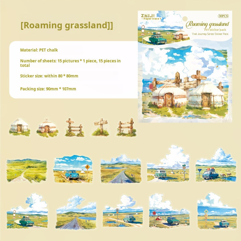 0404 Journey Series PET Sticker -15Pcs each pack