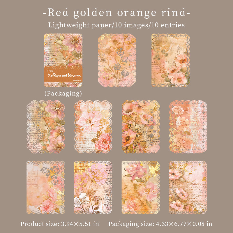Aged Paper Floral Lace die cut Paper -10Pcs each pack