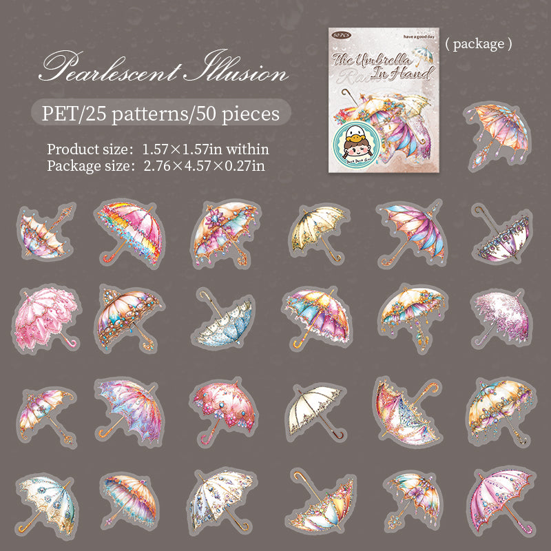 Umbrella PET Sticker -50Pcs each pack