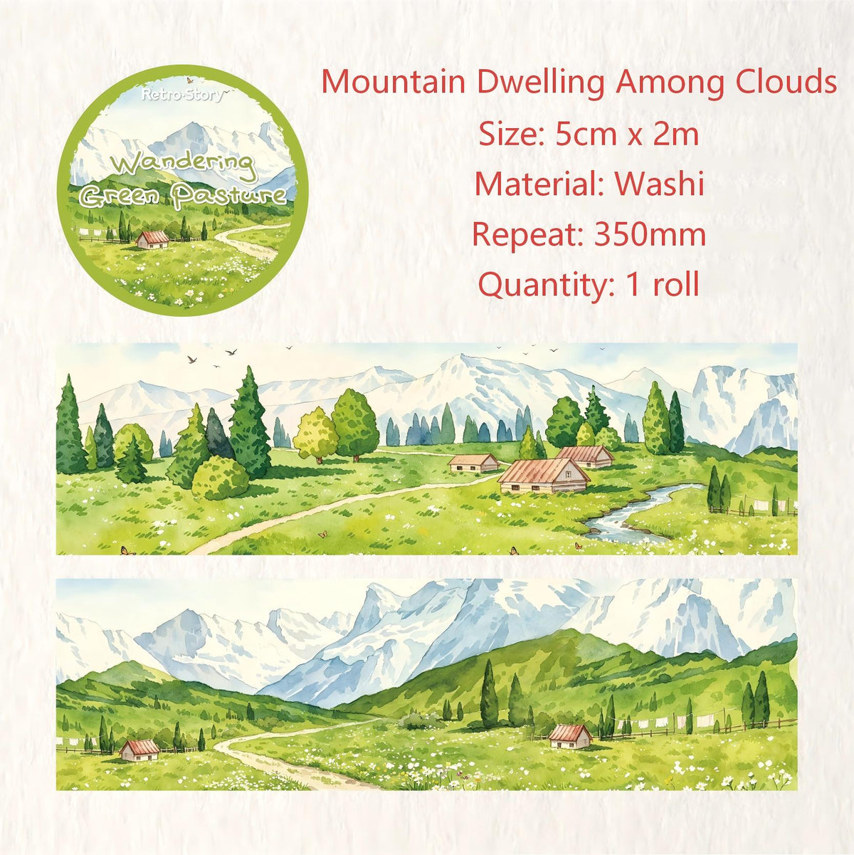 Wandering Green Pasture Washi tape – view 10