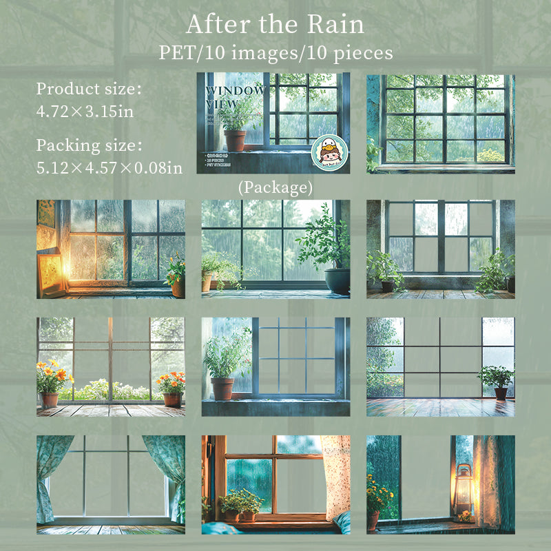 The scenery outside the window PET sticker -10Pcs each pack