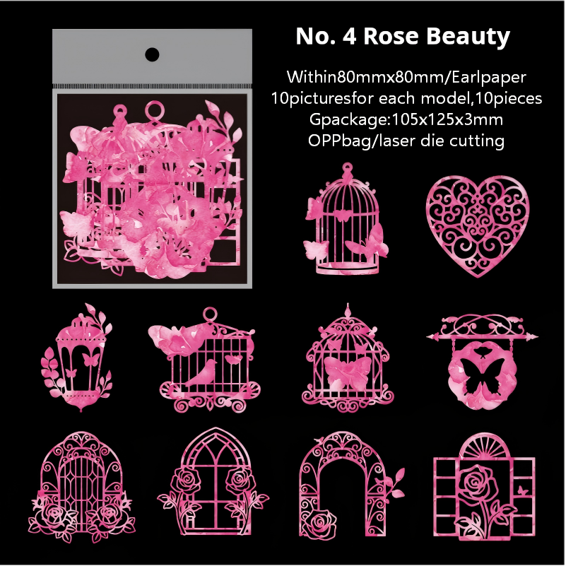 Whimsical die cut paper -10Pcs each pack
