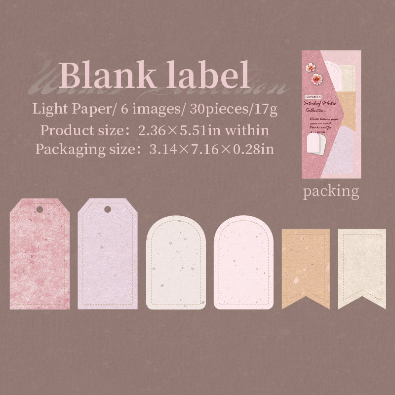 Interleaf whites Collection paper -30Pcs each pack