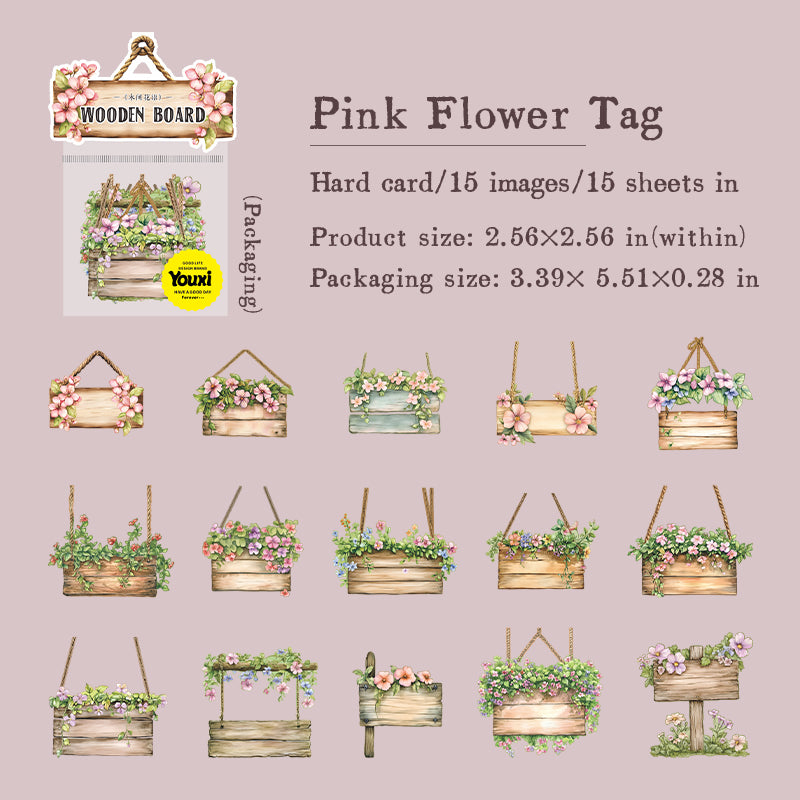 Garden wooden sign cardstock sticker -15Pcs each pack