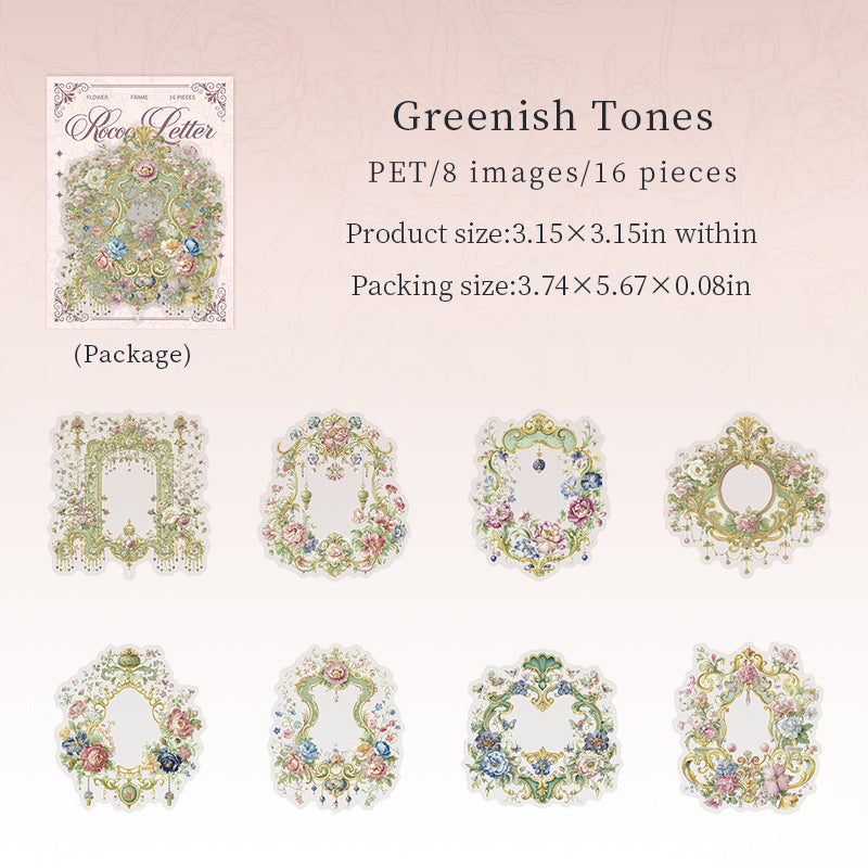 Rococo Letter PET Stickers -16Pcs each pack