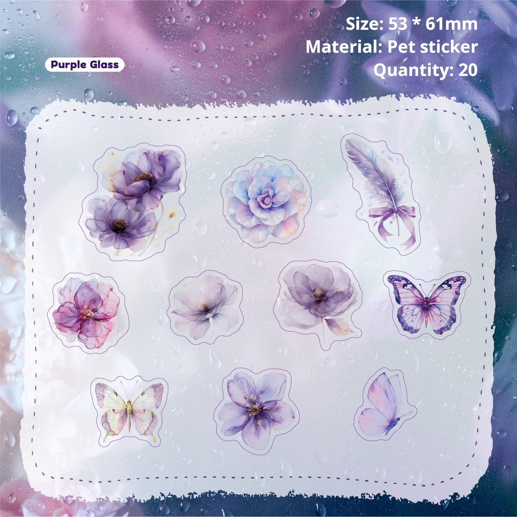 Flowers PET Sticker -20Pcs each pack