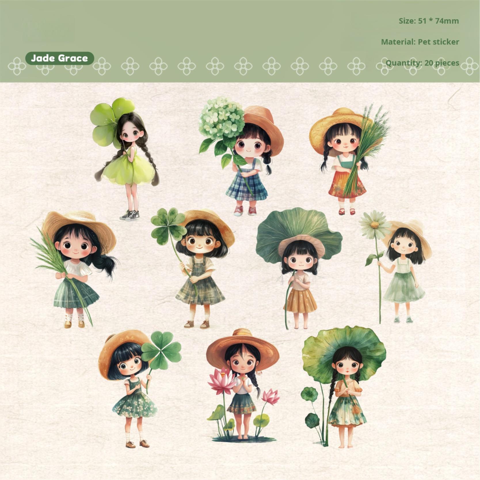 0604 Flower girl PET sticker -20Pcs each pack