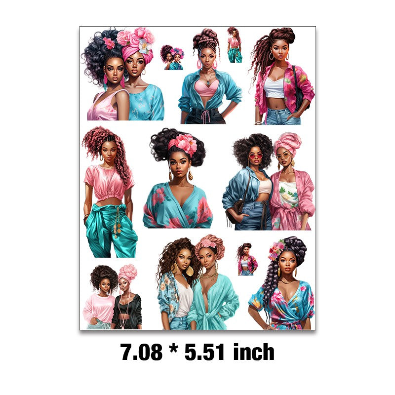 E-49- Black girl Embossed sticker 1 Pcs