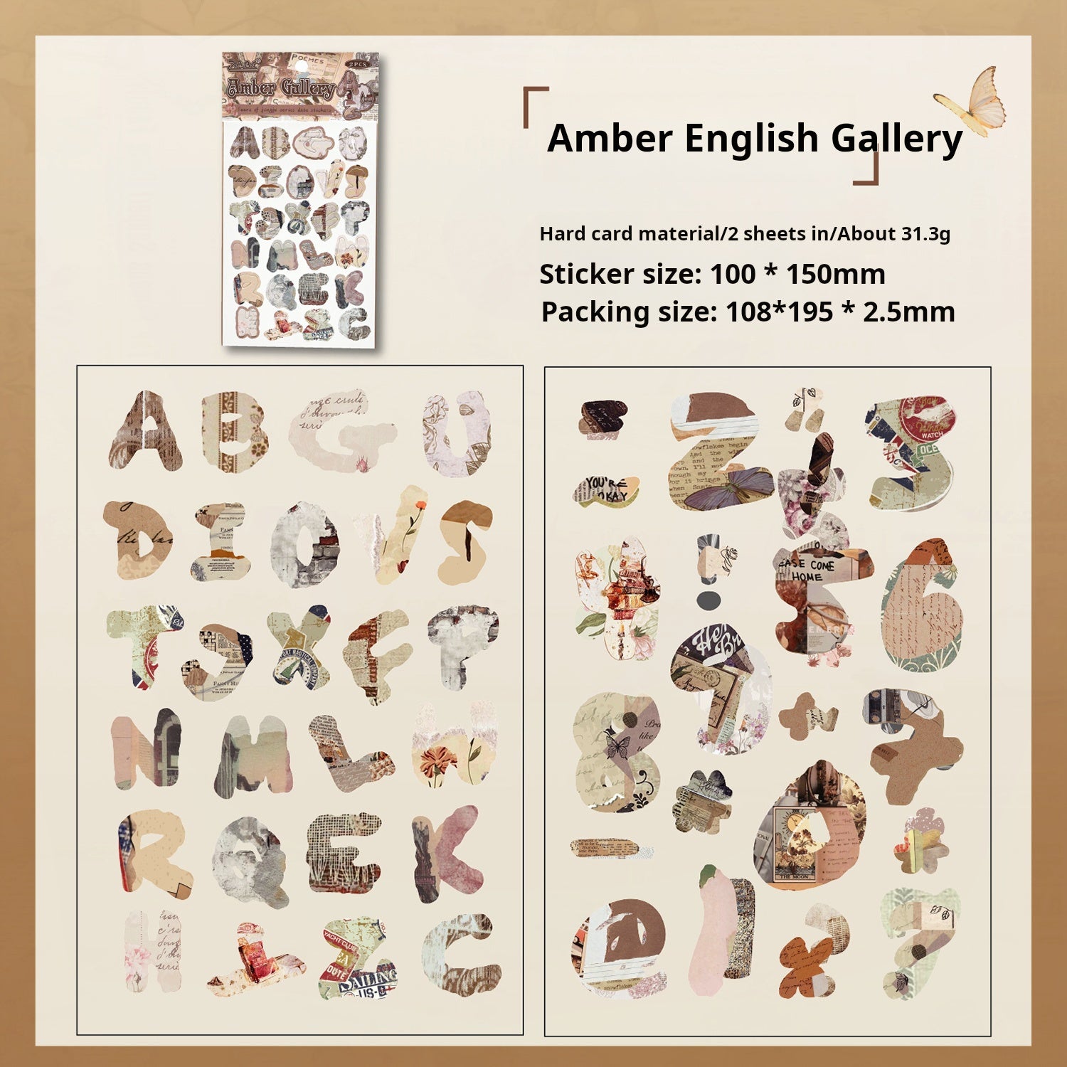 Letter cardstock Sticker -2Pcs each pack