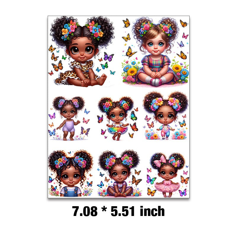 Little black girl Embossed sticker 1 Pcs