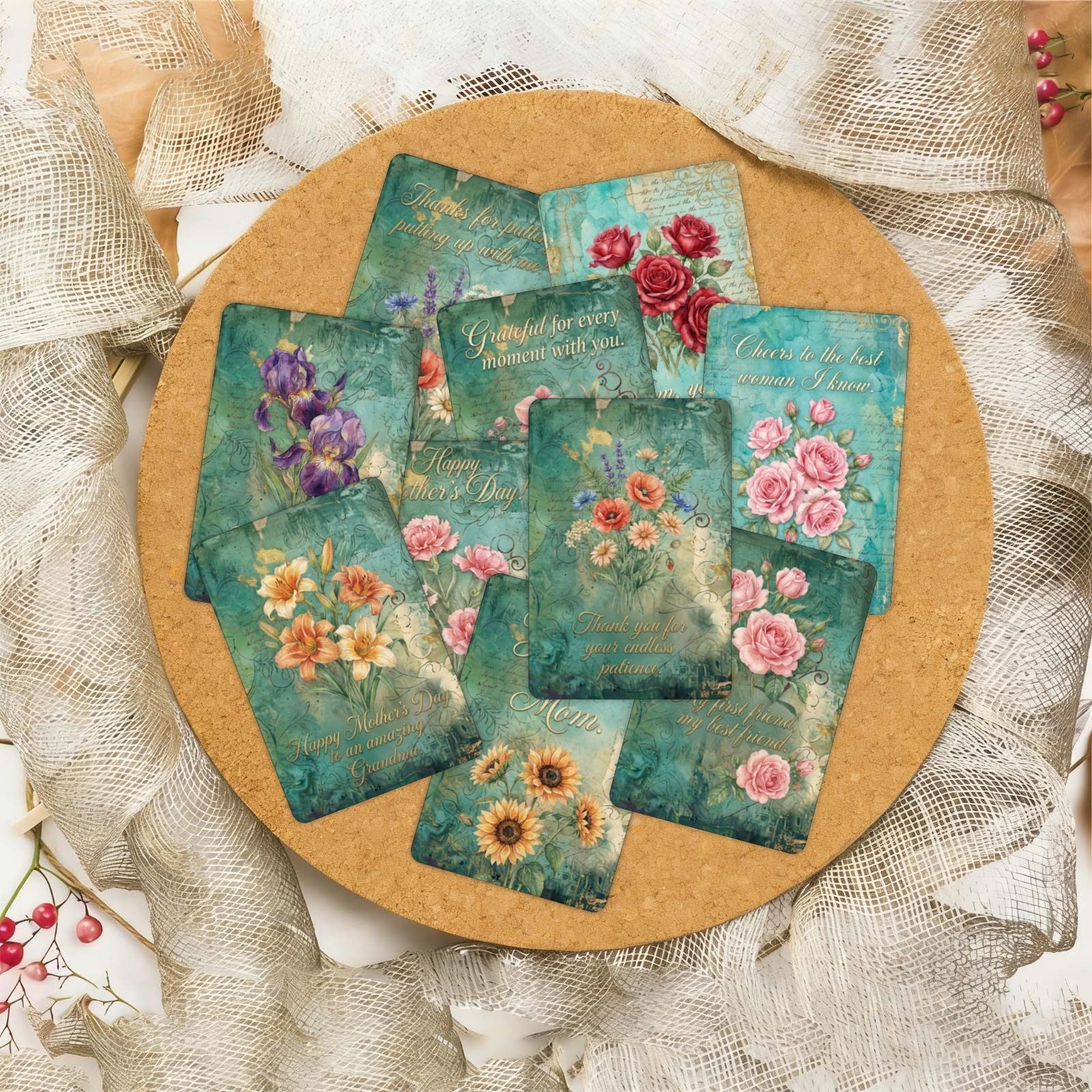 Mother's Day Flowers Cardstock 36pcs (2.36 × 3.5 inch)