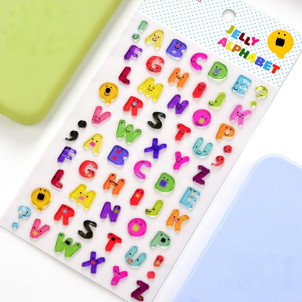 3D Colored Candy Numbers & Letters sticker -1Pcs each pack