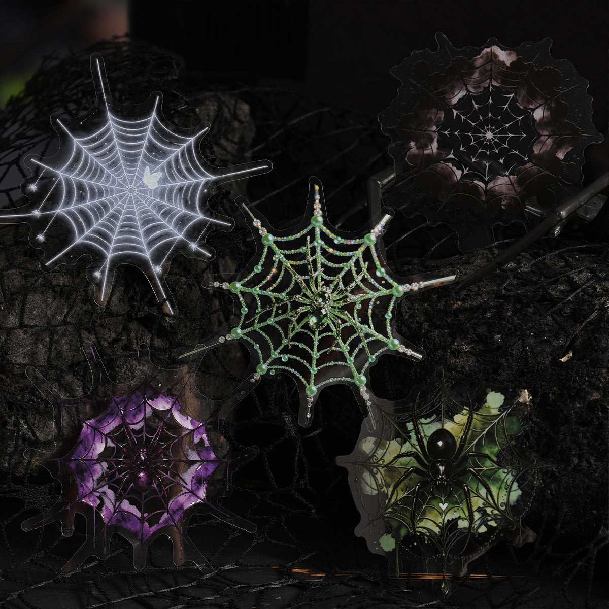 Purple web stickers
