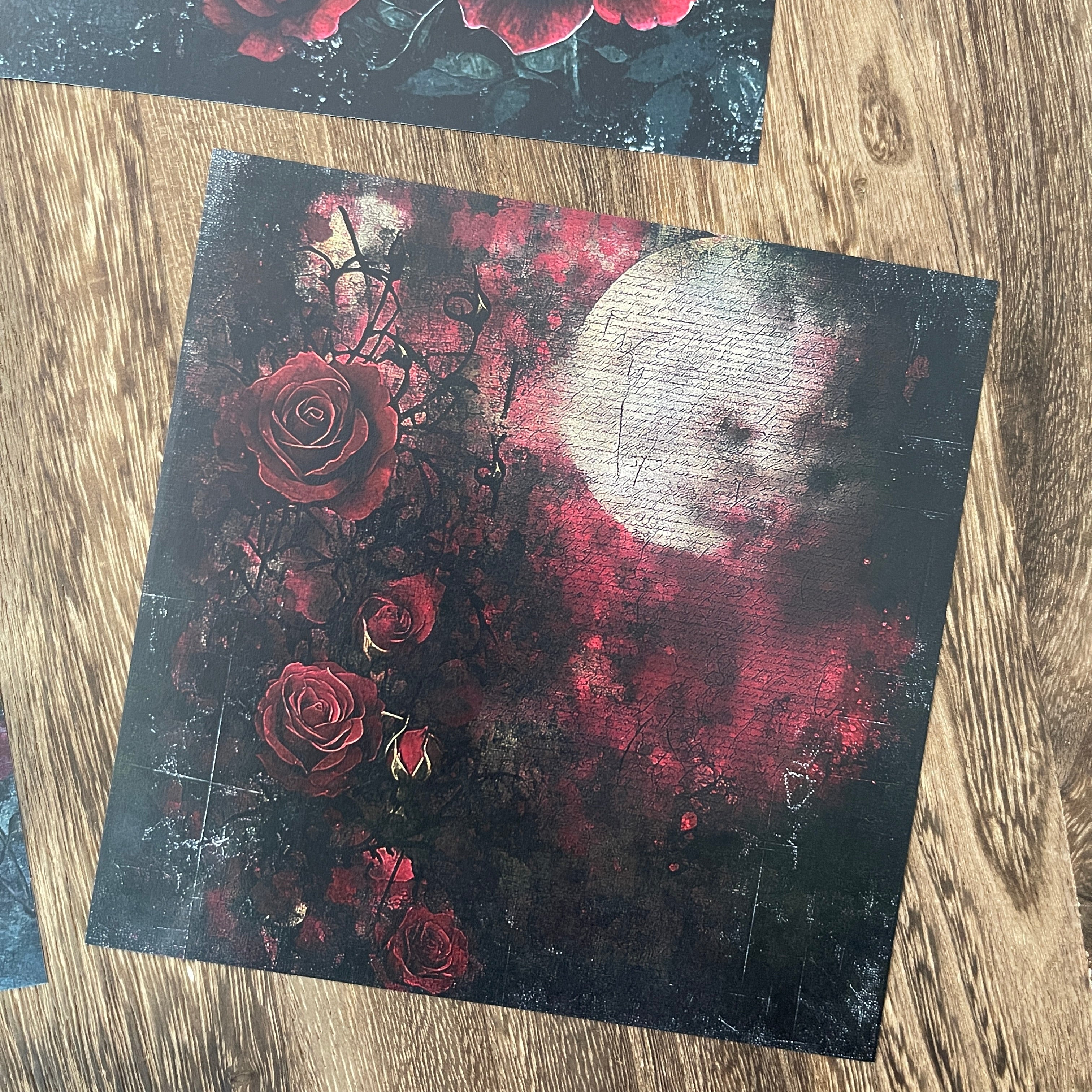 0818 Dark rose background paper 15*15cm -10Pcs each pack
