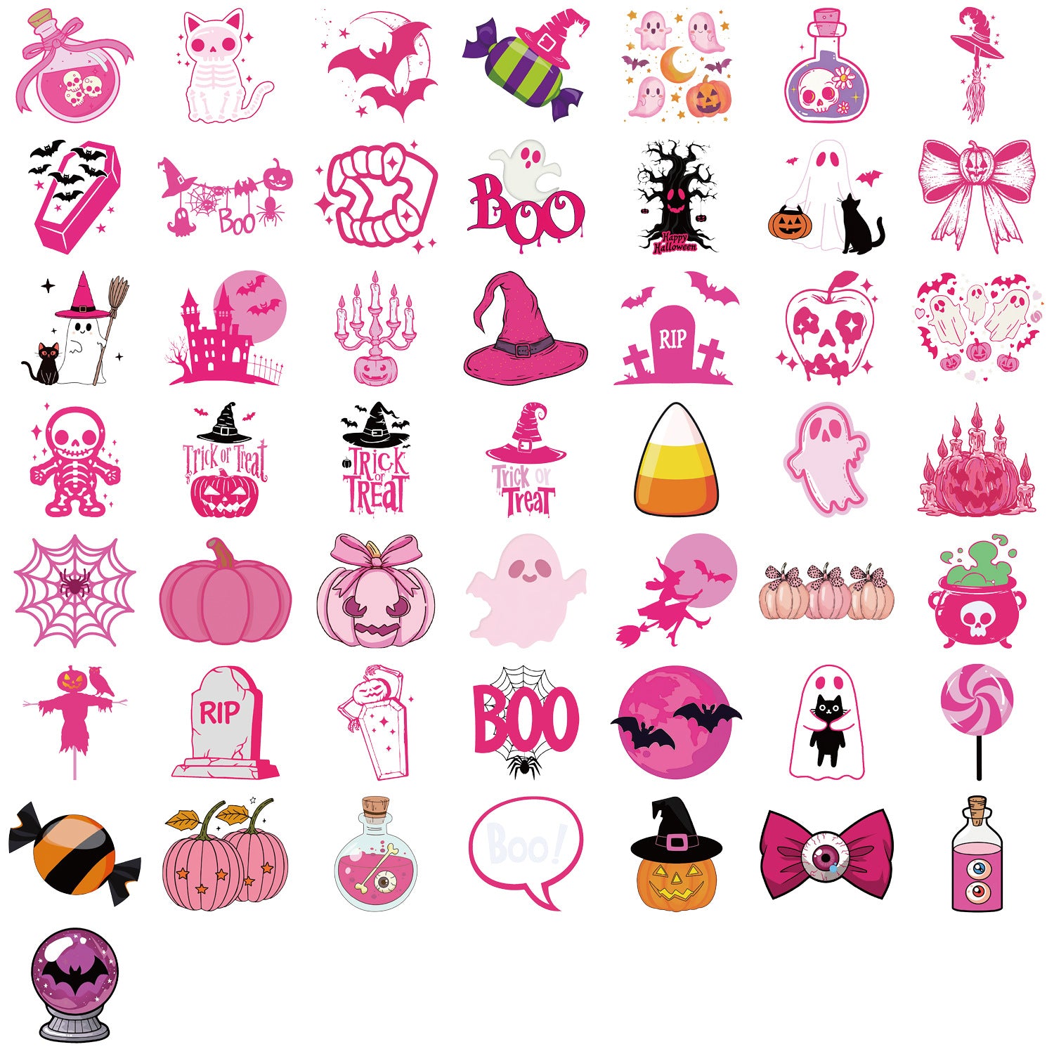 0819 50 Pink halloween PET Stickers