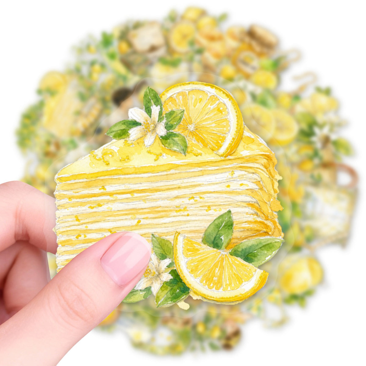 Watercolor Lemon sticker size