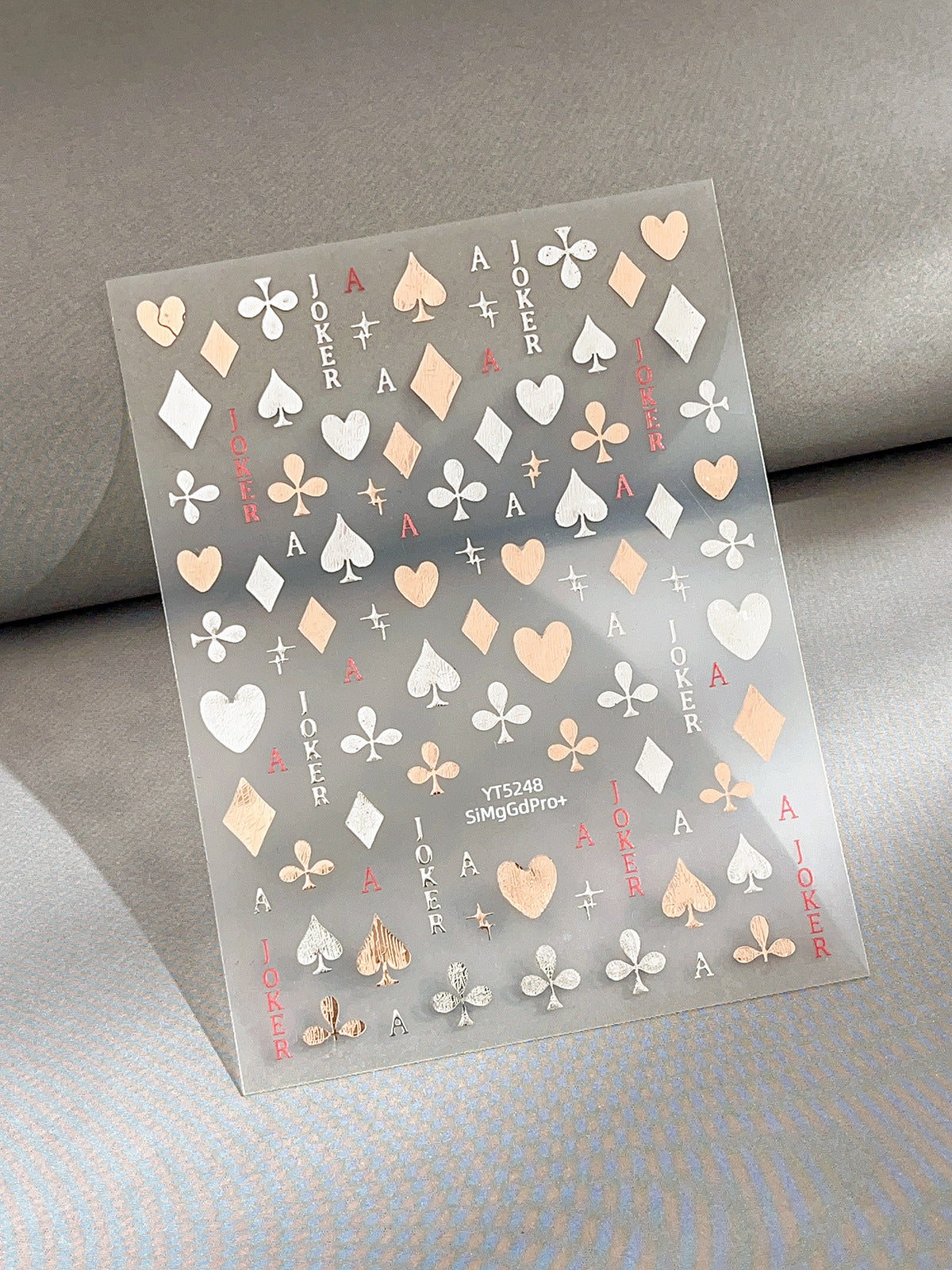 M284- Playing cards Embossed Mini sticker 1 Pcs