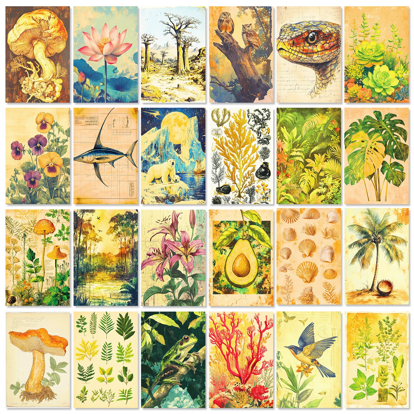 0320 Vintage illustration card -50Pcs each pack