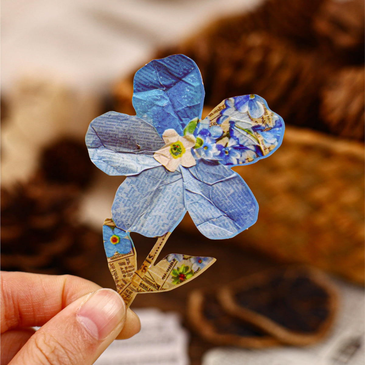 Blue flower sticker