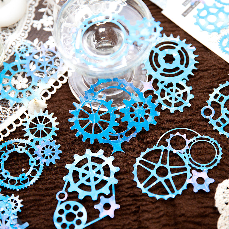 Blue gear die-cuts