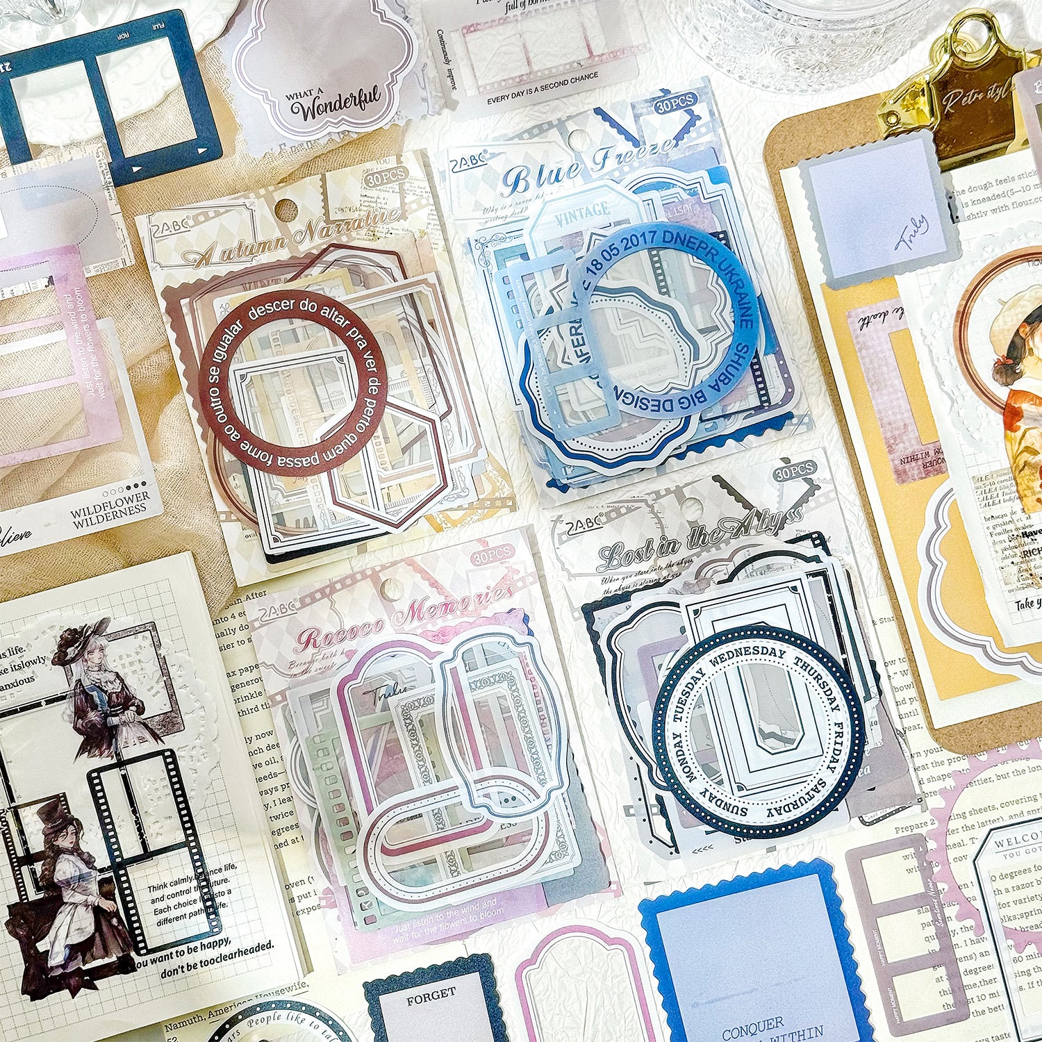 0726 Frame PET Sticker -30Pcs each pack