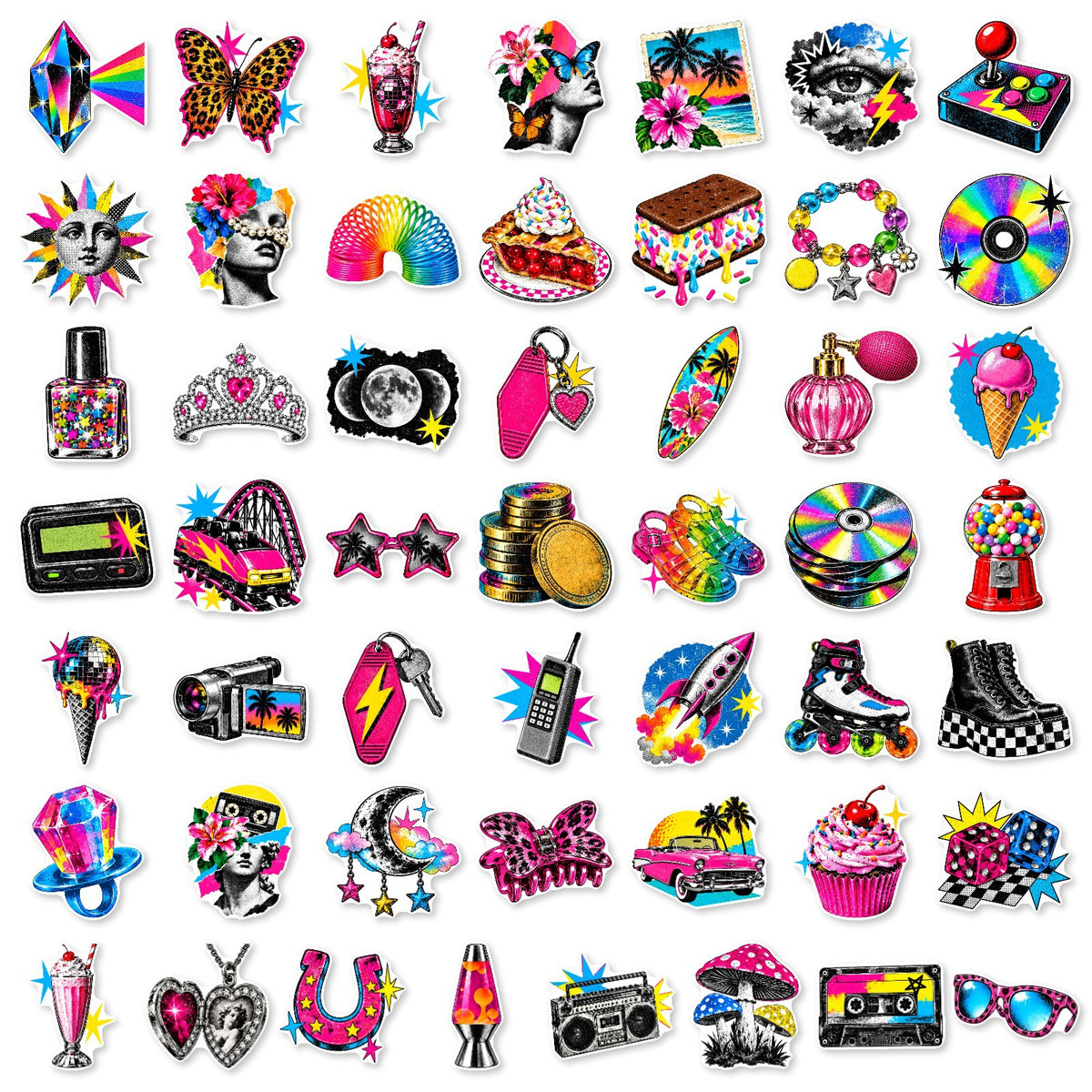Retro Pop Holographic sticker size