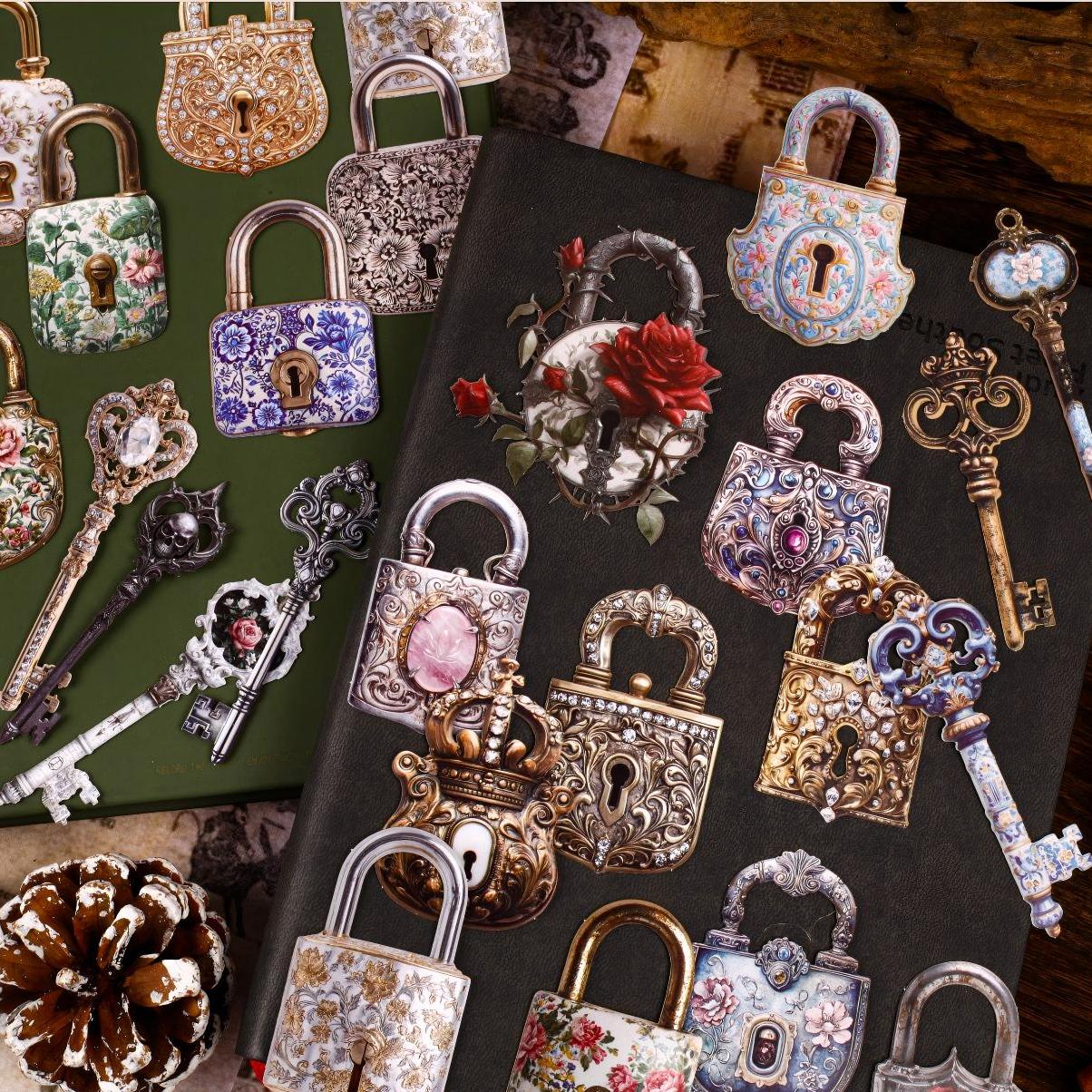 0701 Lock and key cardstock sticker -30Pcs each pack