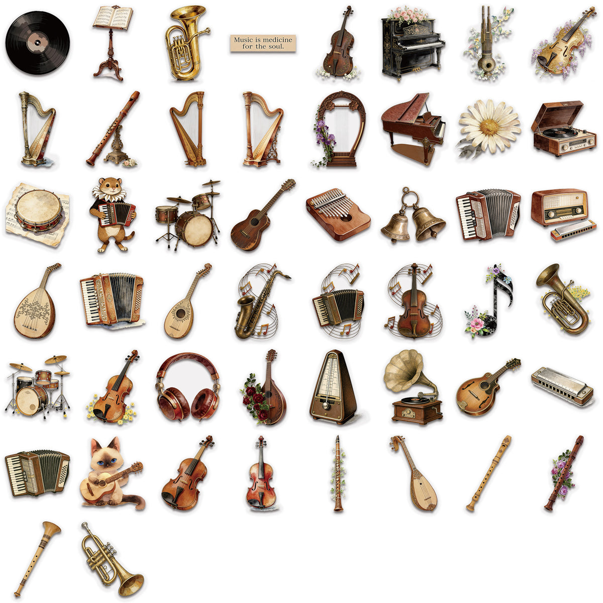 All 50 vintage musical instruments designs