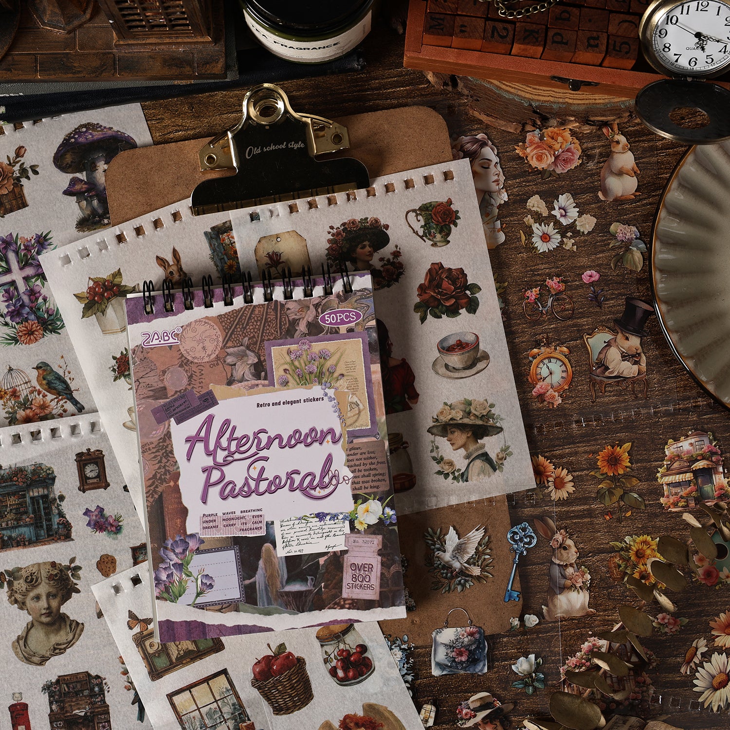 0726 Vintage PET & Washi Sticker Book -50Pcs each pack