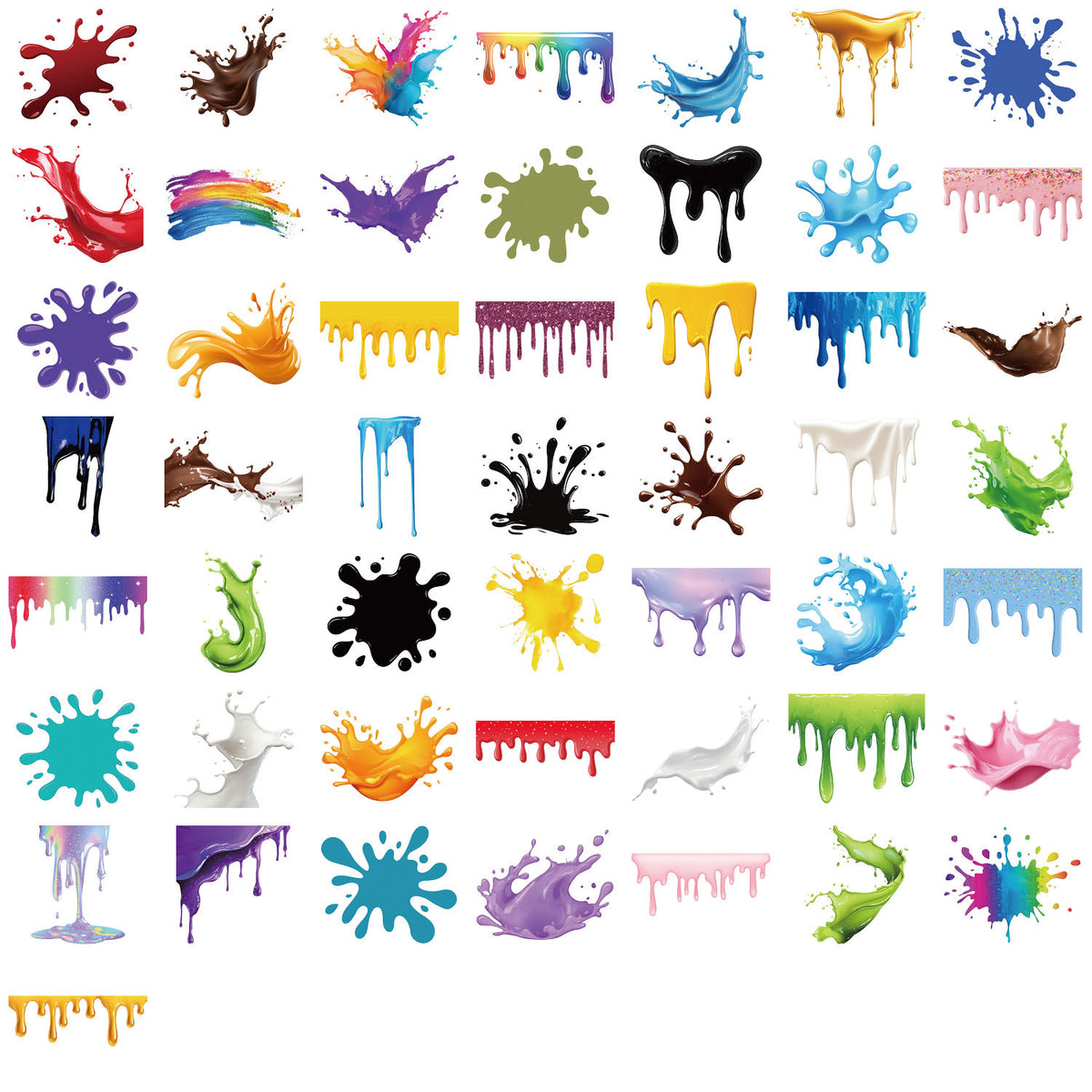 All 50 colorful paint splash designs